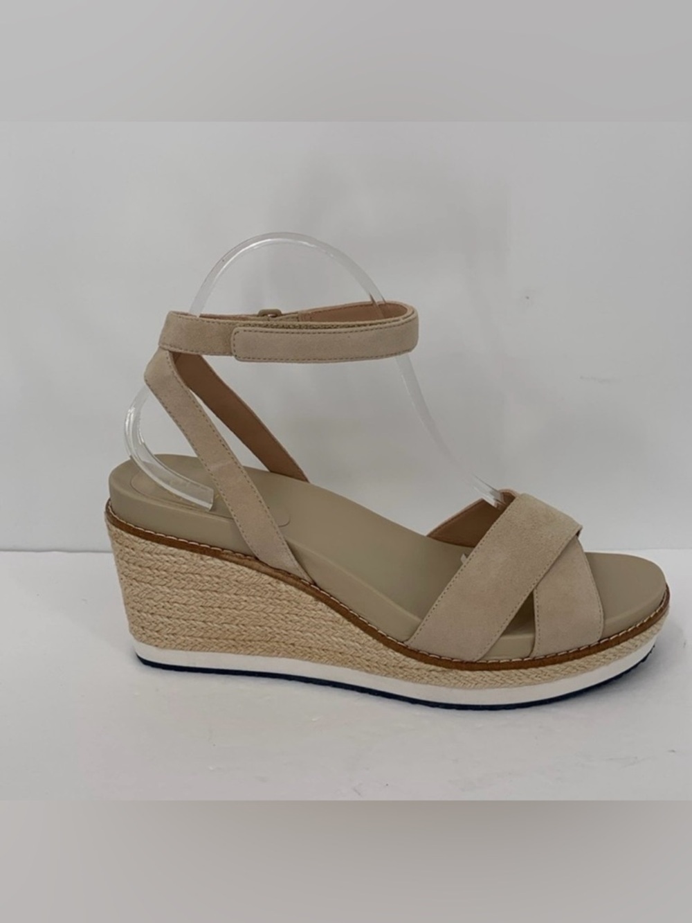 Cole Haan Beige Suede Espadrille Wedge Sandals